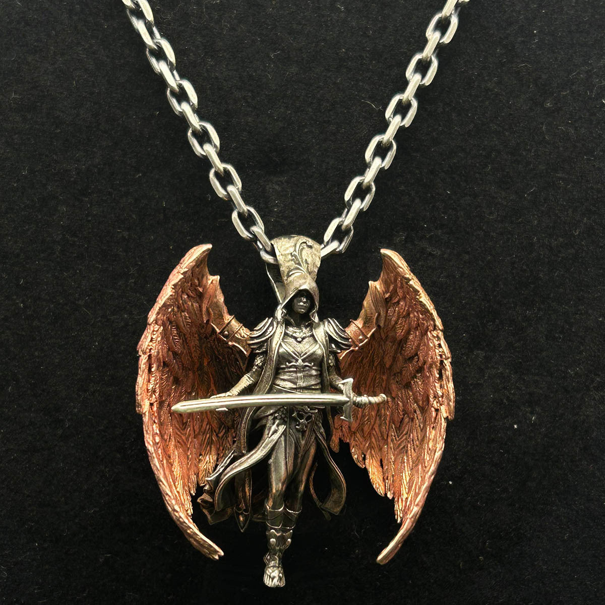 Classic Mythical Scarlet Wing Sword Archangel Pendant