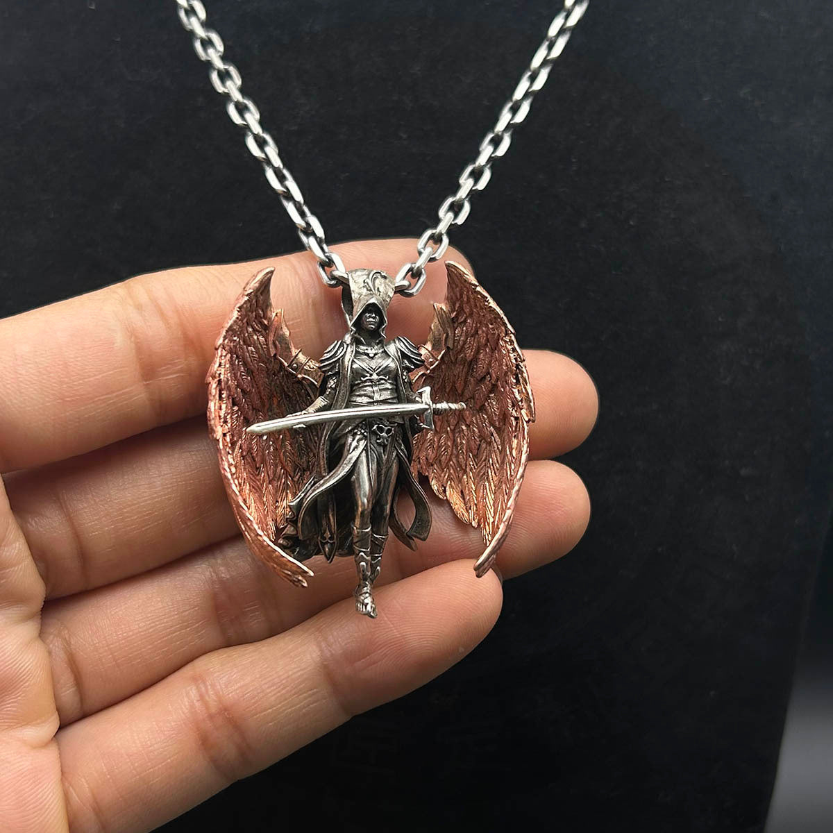 Classic Mythical  Scarlet Wing Sword Archangel Pendant